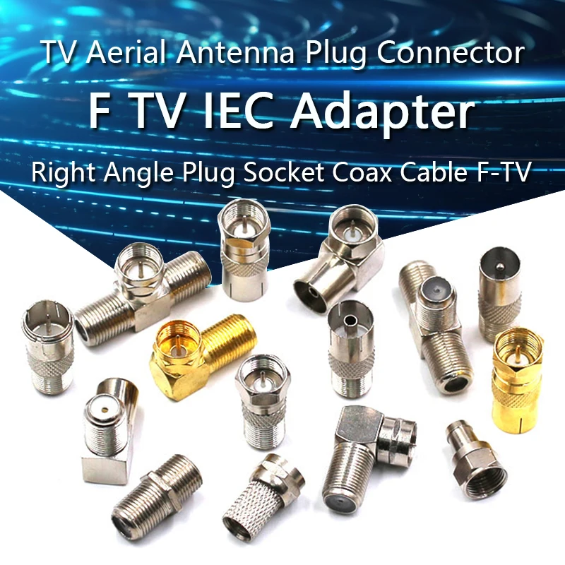 F Type to TV IEC 90 Degree TV Aerial Antenna Plug Connector Right Angle Adapter Plug To Socket Coax Cable F-TV Combination
F Type to TV IEC 90 Degree TV Aerial Antenna Plug Connector Right Angle Adapter Plug To Socket Coax Cable F-TV Combination