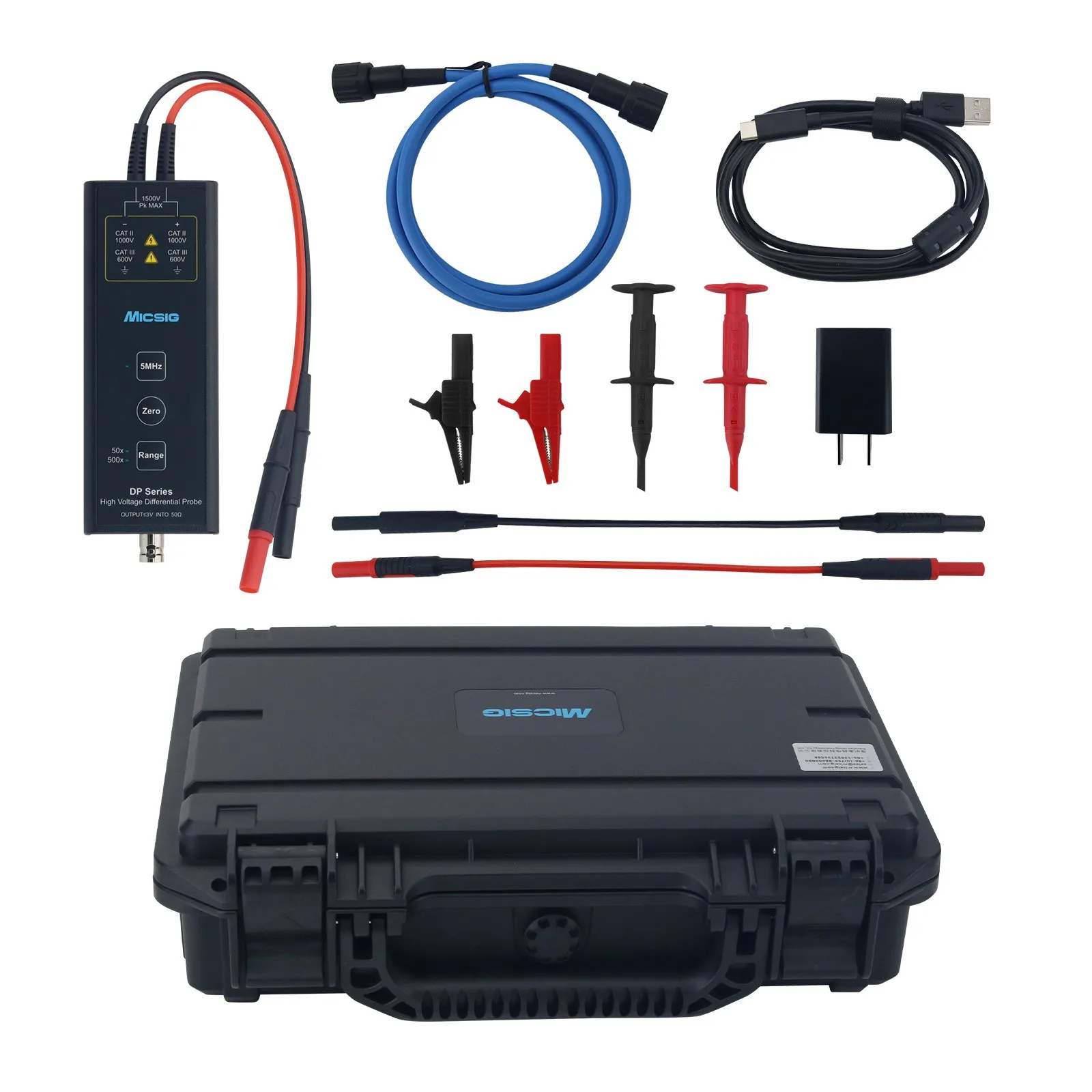 Micsig DP1502 (200MHz+1500V) High-Voltage Differential Probe Dual Range Selection High Accuracy Oscilloscope Probe
Micsig DP1502 (200MHz+1500V) High-Voltage Differential Probe Dual Range Selection High Accuracy Oscilloscope Probe