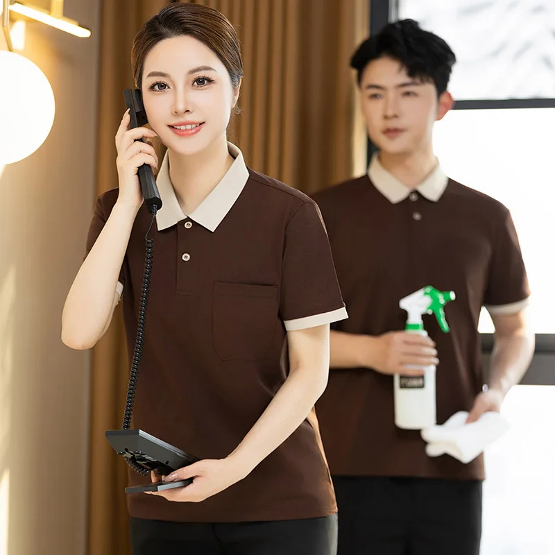 Short-sleeved cleaning uniforms for hotel and guesthouse room cleaners, summer attire for property and mall sanitation staff, un
Short-sleeved cleaning uniforms for hotel and guesthouse room cleaners, summer attire for property and mall sanitation staff, un