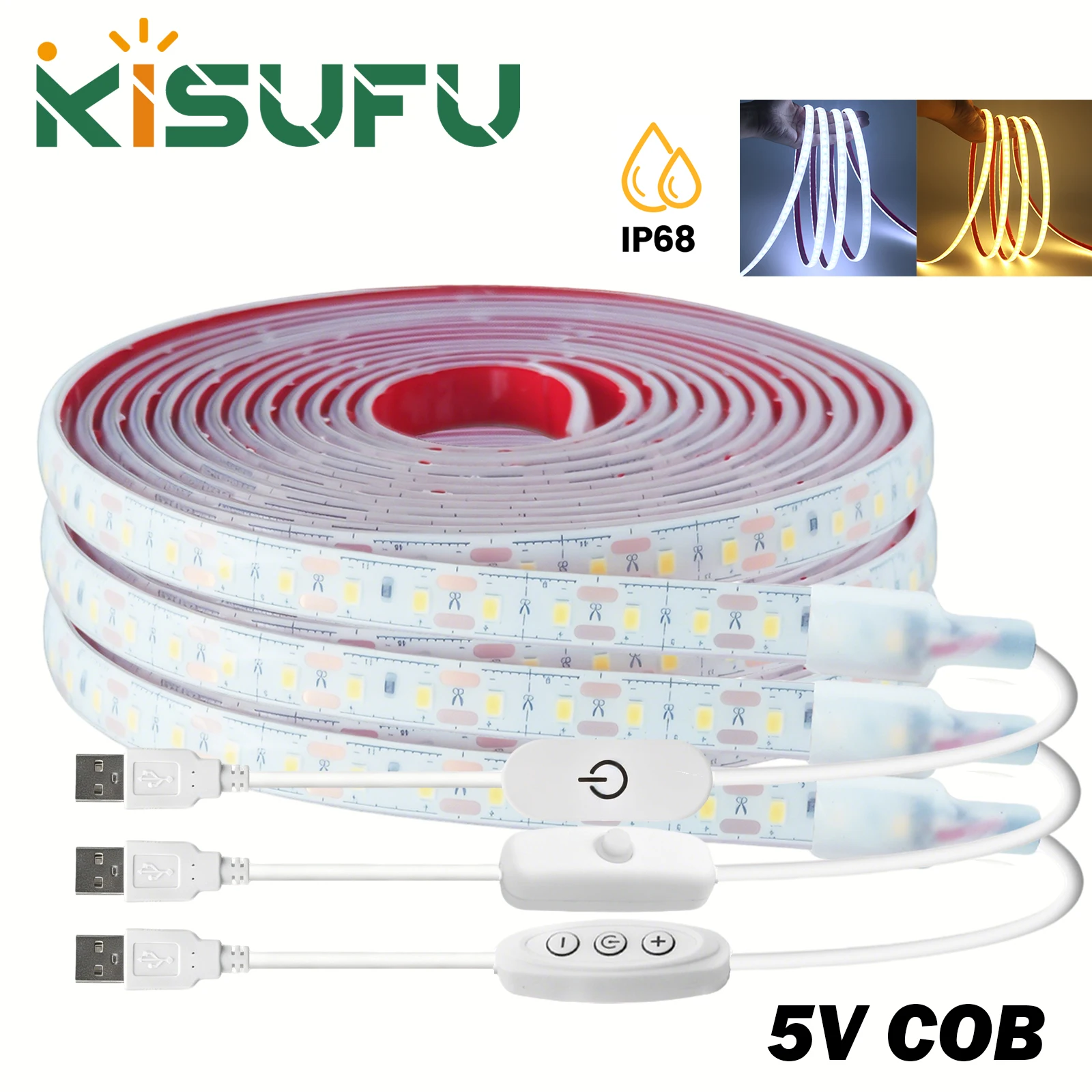 Dimmable 5V USB COB LED Strip Lights With 3Keys Touch Dimmer ON/OFF Switch Warm White IP68 TV Kitchen Room Ribbon Night Tape
Dimmable 5V USB COB LED Strip Lights With 3Keys Touch Dimmer ON/OFF Switch Warm White IP68 TV Kitchen Room Ribbon Night Tape