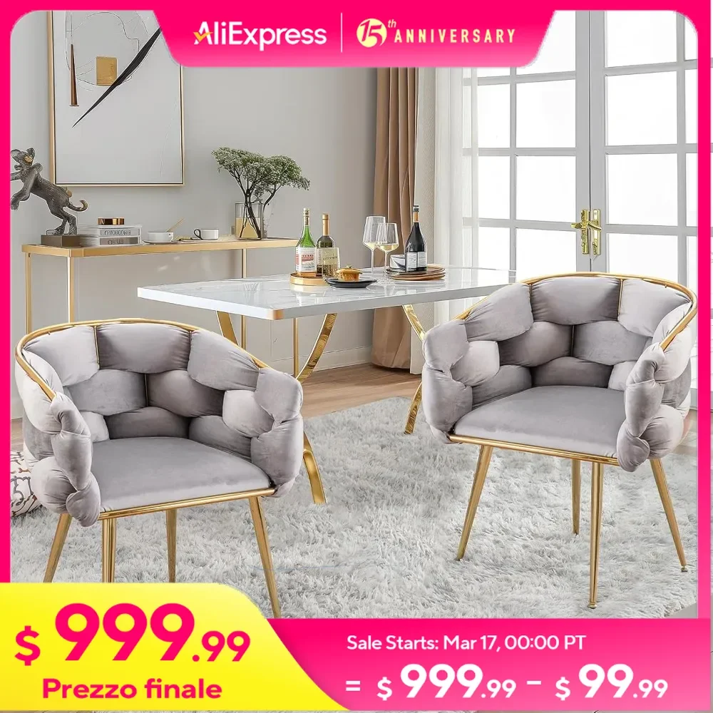 Velvet Dining Chairs, Set of 2 with Woven Back and Gold Metal Legs for Living Room, Dining Rooms, Upholstered Living Room Chair
Velvet Dining Chairs, Set of 2 with Woven Back and Gold Metal Legs for Living Room, Dining Rooms, Upholstered Living Room Chair