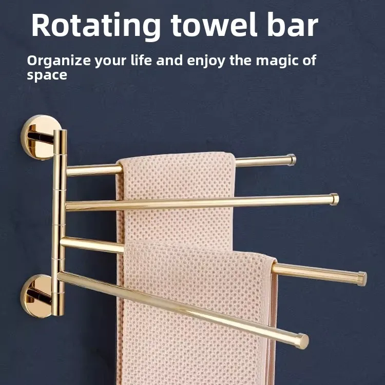 Rotatable Foldable Gold Plated Solid Brass Luxury Bathroom Towel Rack Multi Rod Wall Hanger
Rotatable Foldable Gold Plated Solid Brass Luxury Bathroom Towel Rack Multi Rod Wall Hanger