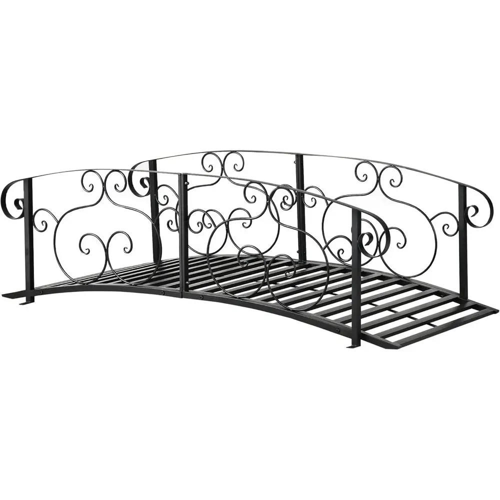 6-Foot Metal Arch Garden Bridge with Safety Side Rails, Suitable for Yard, Stream, Pond, Black
6-Foot Metal Arch Garden Bridge with Safety Side Rails, Suitable for Yard, Stream, Pond, Black