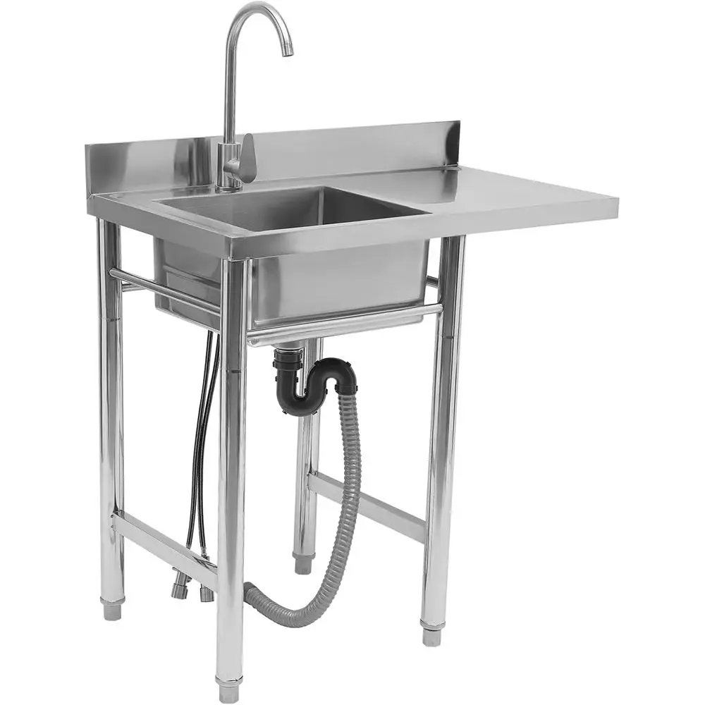 Stainless Steel Freestanding Utility Sink with Drainboard for Commercial Use, 35.4W x 21.2D x 39.3H
Stainless Steel Freestanding Utility Sink with Drainboard for Commercial Use, 35.4W x 21.2D x 39.3H