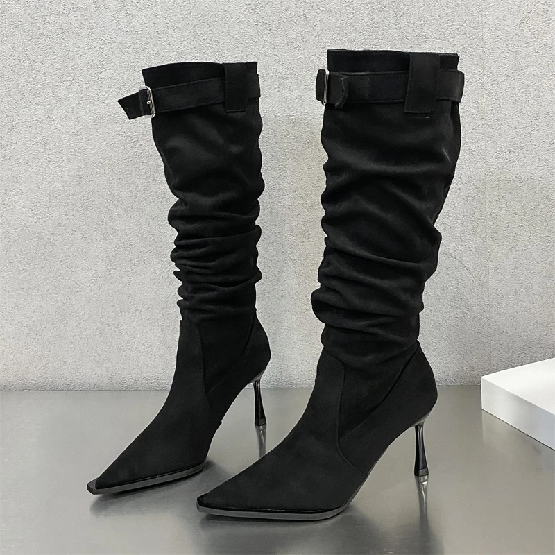 Aneikeh/женские плиссированные сапоги до колена в стиле панк с пряжкой и ремешком, осенне-зимние вечерние модельные туфли на тонком высоком каблуке с острым носком
Aneikeh/женские плиссированные сапоги до колена в стиле панк с пряжкой и ремешком, осенне-зимние вечерние модельные туфли на тонком высоком каблуке с острым носком