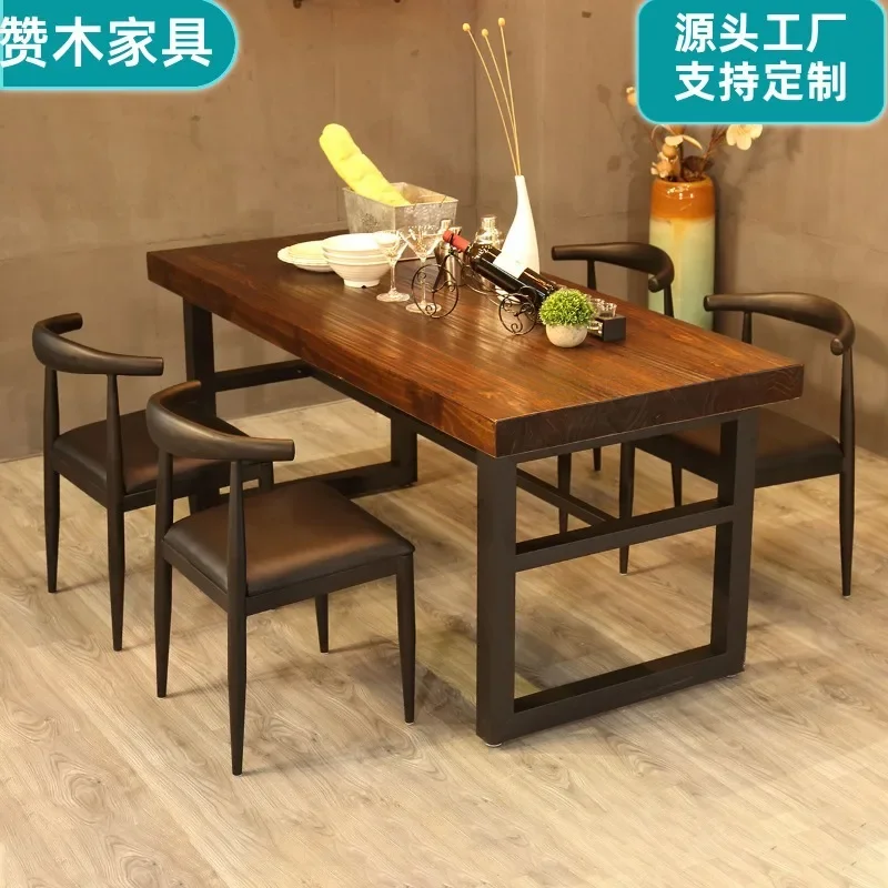 American Retro Solid Wood Table Rectangular Bar Wrought Iron Dining Table And Chair Commercial Canteen Restaurant Restaurant
American Retro Solid Wood Table Rectangular Bar Wrought Iron Dining Table And Chair Commercial Canteen Restaurant Restaurant