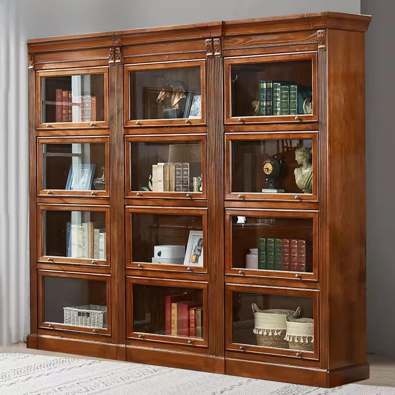 American retro bookcase with glass door, living room household dust storage cabinet, small apartment flap door solid wood dining
American retro bookcase with glass door, living room household dust storage cabinet, small apartment flap door solid wood dining