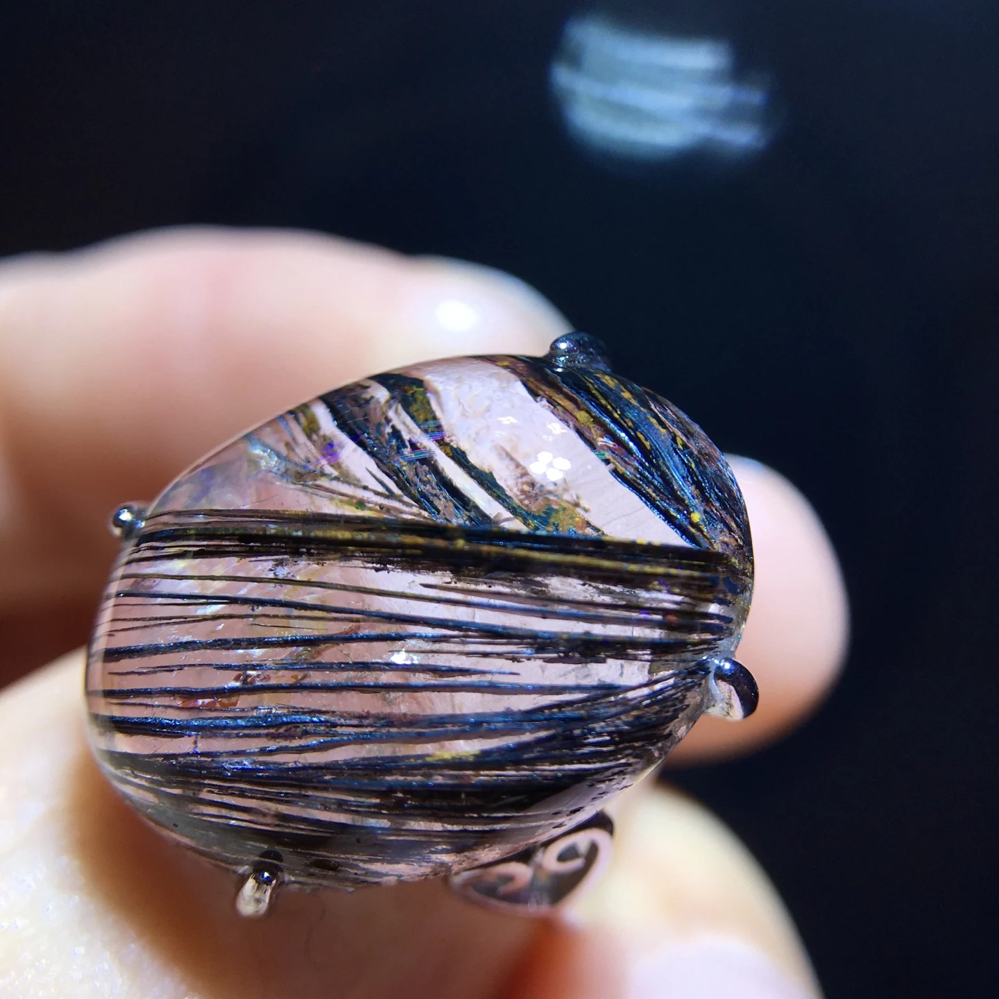 Natural Black Rutilated Quartz Ring 19/14mm 925 Silver Yellow Rutilated Beads AAAAAA
Natural Black Rutilated Quartz Ring 19/14mm 925 Silver Yellow Rutilated Beads AAAAAA