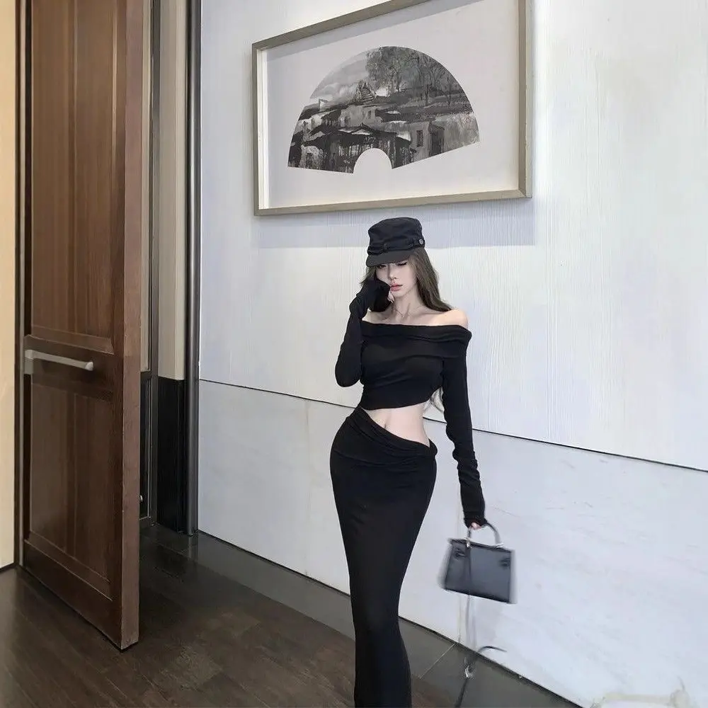 Sexy Spicy Girl Set Low Waist Asymmetrical Slit Bodycon Long Sleeve Fashion Set for Women Spring Autumn Seasonal Wear
Sexy Spicy Girl Set Low Waist Asymmetrical Slit Bodycon Long Sleeve Fashion Set for Women Spring Autumn Seasonal Wear