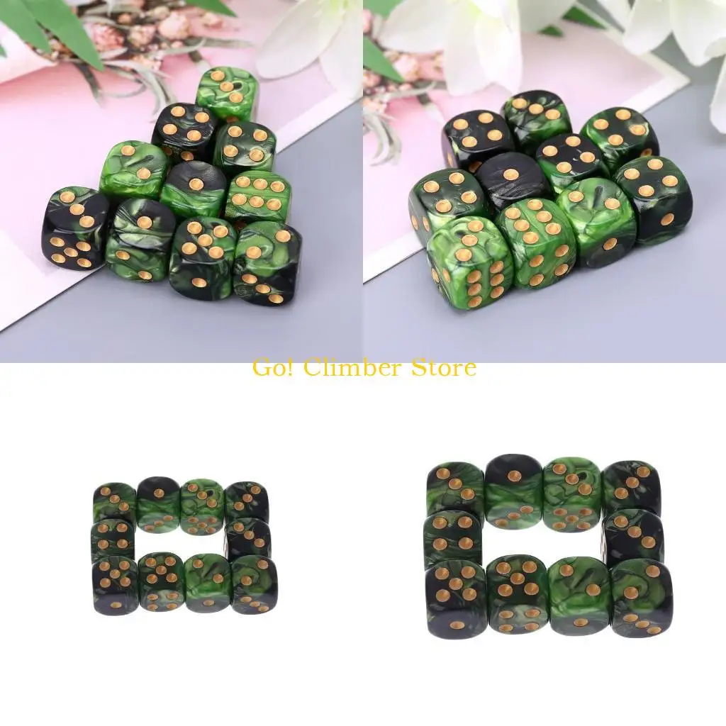 Q84C 10 Pcs 16mm Resin Dice D6 Black Green Gold Points Round Edges KTV Bar Nightclub
Q84C 10 Pcs 16mm Resin Dice D6 Black Green Gold Points Round Edges KTV Bar Nightclub