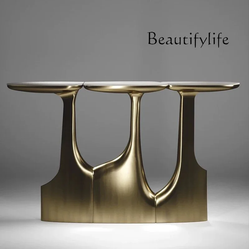 Light luxury stainless steel entrance table Modern simple entrance foyer Designer villa living room storage against the wall
Light luxury stainless steel entrance table Modern simple entrance foyer Designer villa living room storage against the wall