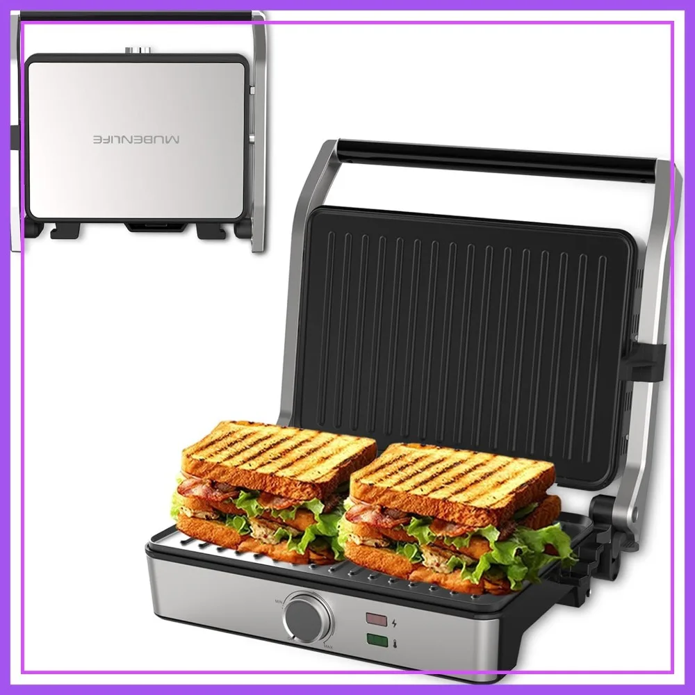 Panini Press Electric Sandwich Grill, 180° Open, Indoor Grill for Steak & Burger, Adjustable Temp, Non Stick, GT60
Panini Press Electric Sandwich Grill, 180° Open, Indoor Grill for Steak & Burger, Adjustable Temp, Non Stick, GT60