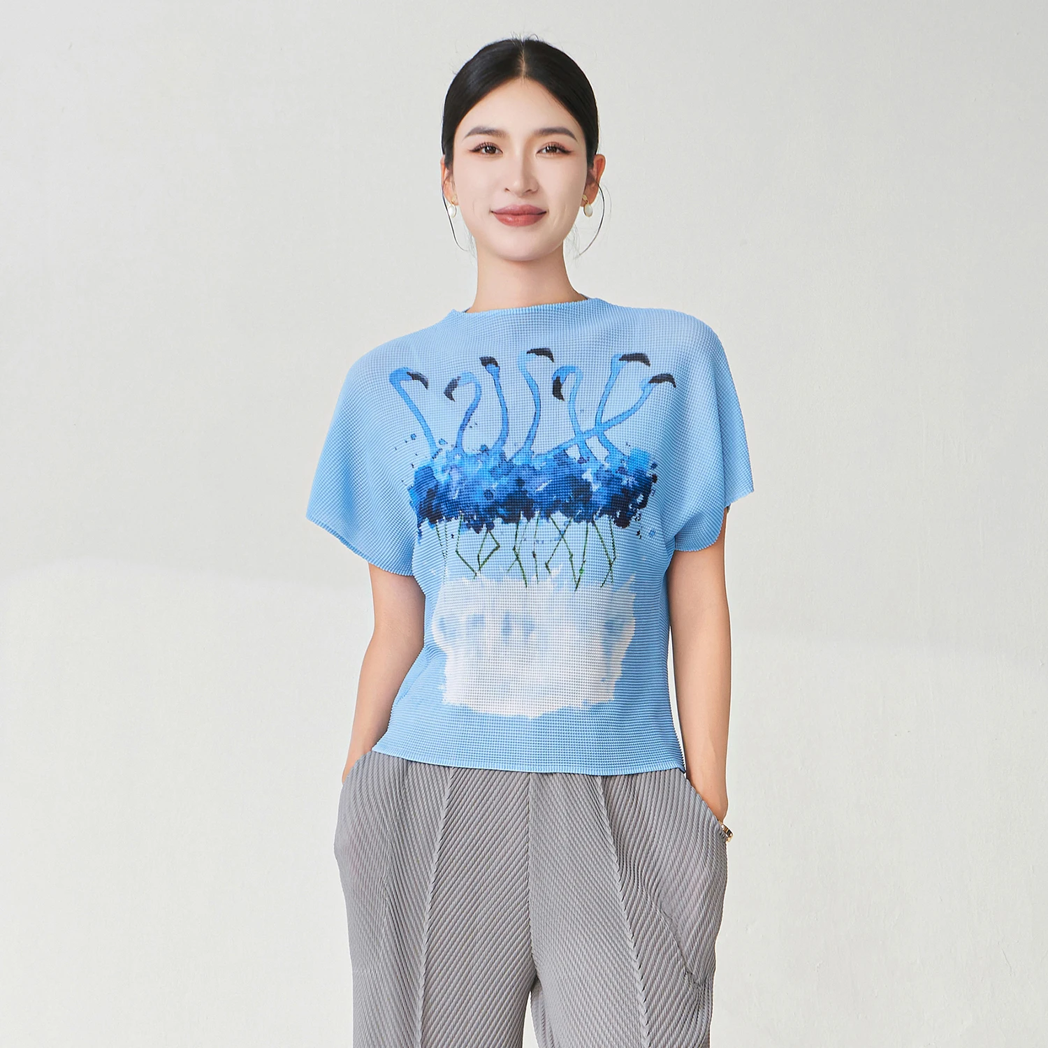 Summer Ladies Elegant T-shirt High Quality Loose Casual Tops Miyake Pleated Tops Factory Direct Sales
Summer Ladies Elegant T-shirt High Quality Loose Casual Tops Miyake Pleated Tops Factory Direct Sales