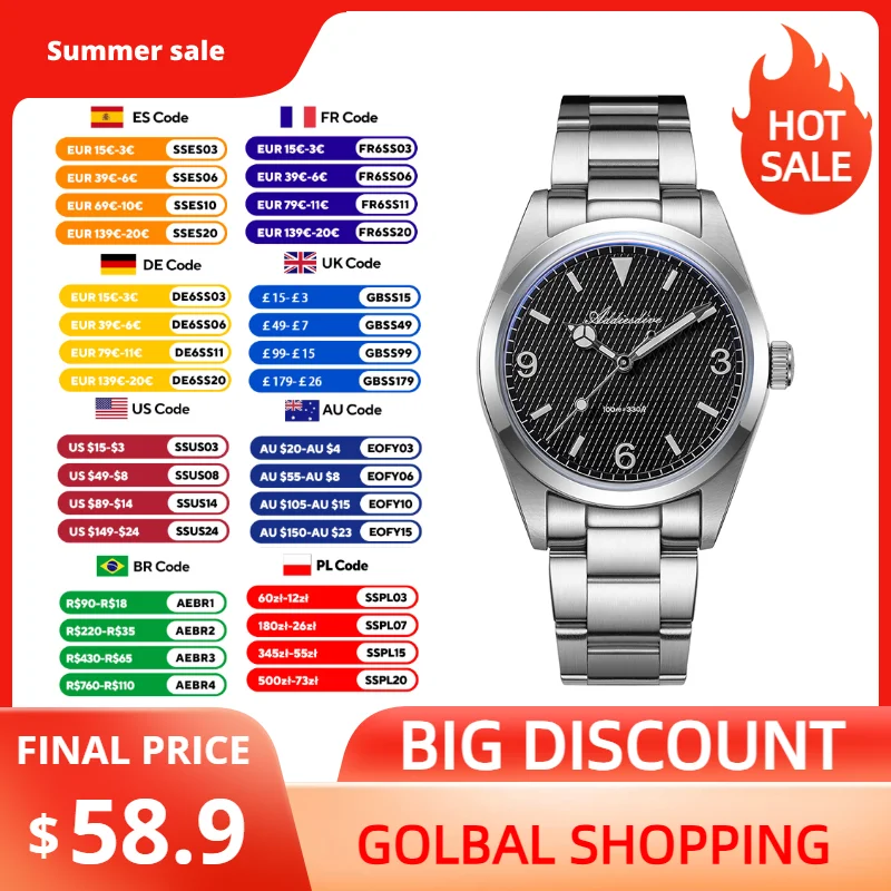 ADDIESDIVE New Luxury Women Watches Bubble Mirror Glass BGW9 Luminous 10Bar Waterproof Outdoor Sport Dive Wristwatch for Ladies
ADDIESDIVE New Luxury Women Watches Bubble Mirror Glass BGW9 Luminous 10Bar Waterproof Outdoor Sport Dive Wristwatch for Ladies