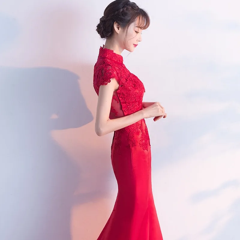 Ele Long Fi Tail Wedding Dr Slim Fit Bride Gown Sexy Faionable Chinese New Year Celebration Evening Gown for Women
Ele Long Fi Tail Wedding Dr Slim Fit Bride Gown Sexy Faionable Chinese New Year Celebration Evening Gown for Women