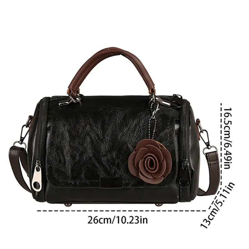 Retro Style Boston Bag For Women, Fashion Top Handle Handbag, Crossbody Bag With Flower Pendant
Retro Style Boston Bag For Women, Fashion Top Handle Handbag, Crossbody Bag With Flower Pendant