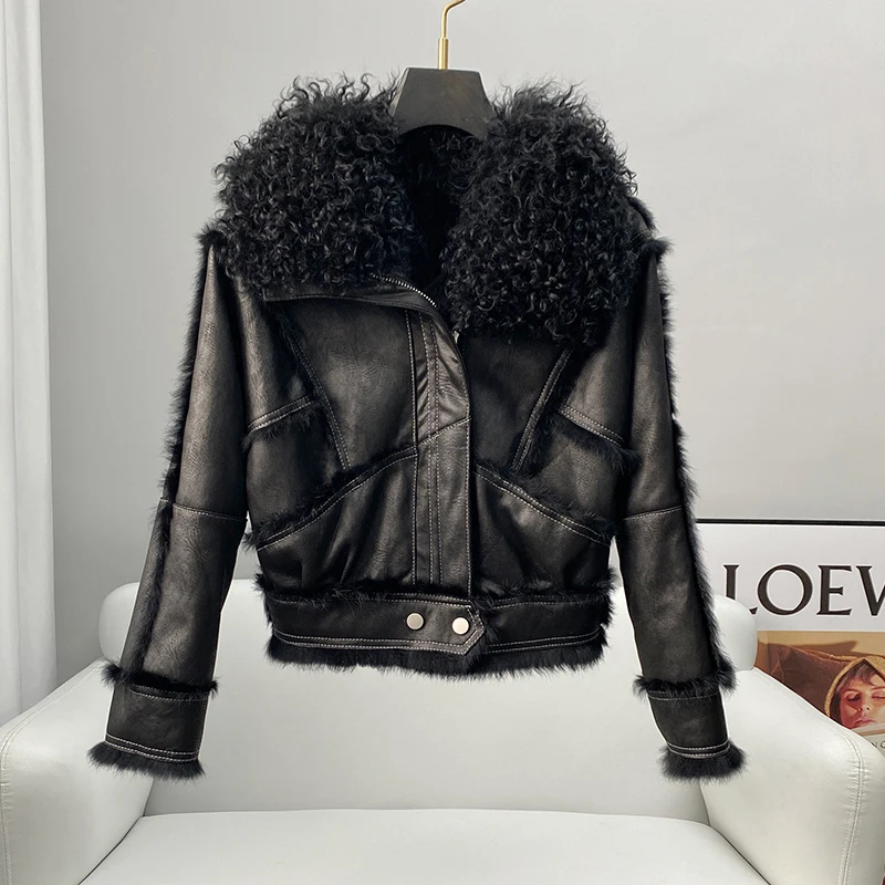 PUDI Women Genuine Rabbit Leather Fur Jacket Winter Warm Sheep Fur Collar Coat CT2105
PUDI Women Genuine Rabbit Leather Fur Jacket Winter Warm Sheep Fur Collar Coat CT2105
