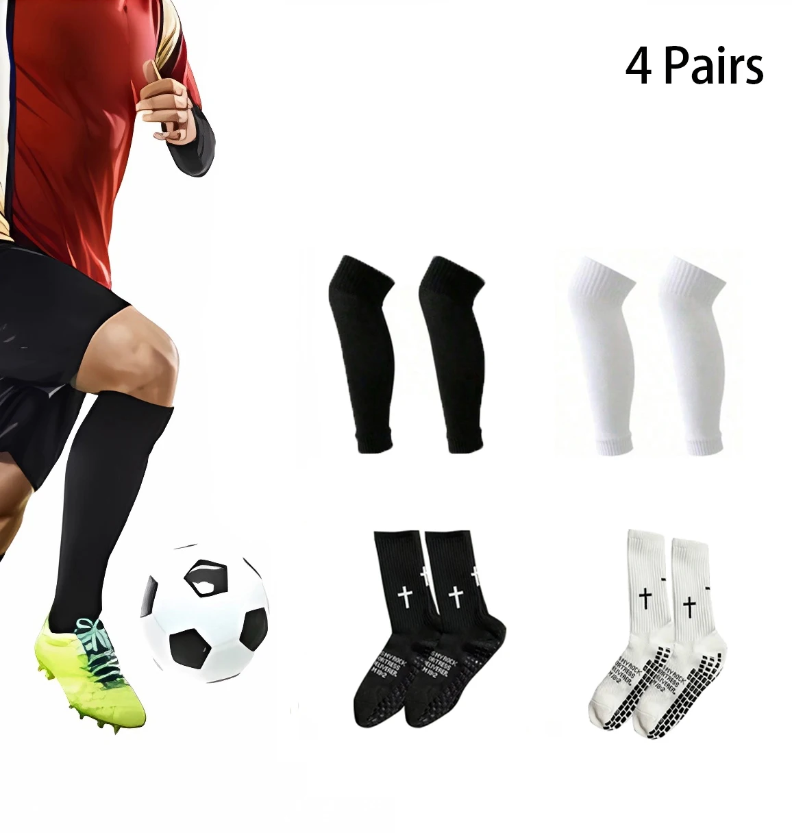 4 Piece Set New Style Football Accessories Men's and Women's Sports Non-Slip Football Socks Elastic Socks Cover Leg Socks 
4 Piece Set New Style Football Accessories Men's and Women's Sports Non-Slip Football Socks Elastic Socks Cover Leg Socks