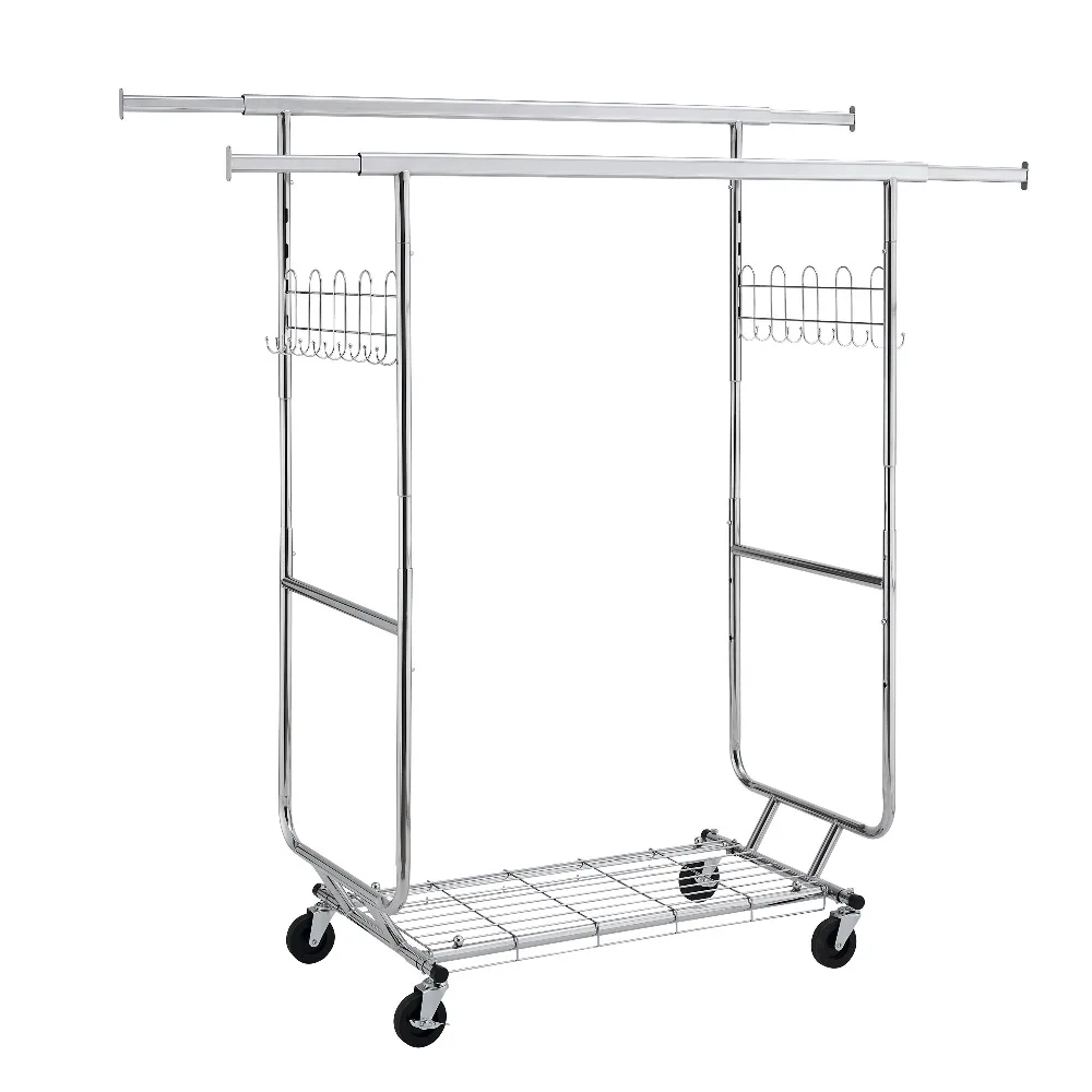 Double Clothing Garment Rack With Shelves Capacity 800lbs Clothing Racks On Wheels
Double Clothing Garment Rack With Shelves Capacity 800lbs Clothing Racks On Wheels
