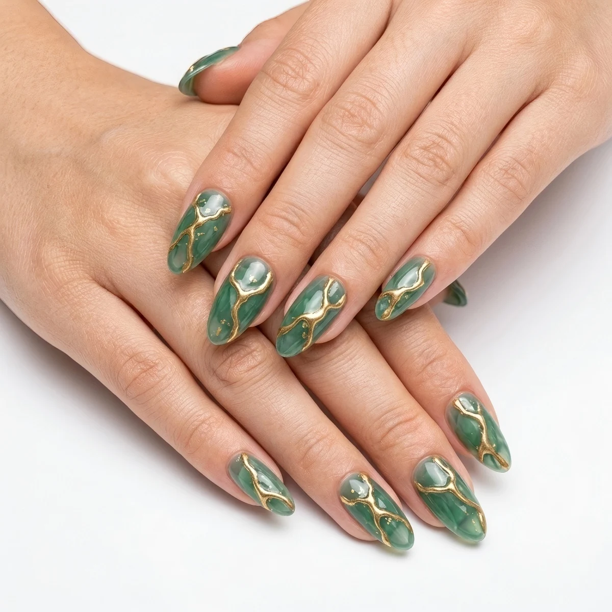 Emerald Green Jade Press On Nails Kintsugi 3D Gold Lines Oriental Gemstone Fake Nails Handmade Reusable Gel Ballerina
Emerald Green Jade Press On Nails Kintsugi 3D Gold Lines Oriental Gemstone Fake Nails Handmade Reusable Gel Ballerina