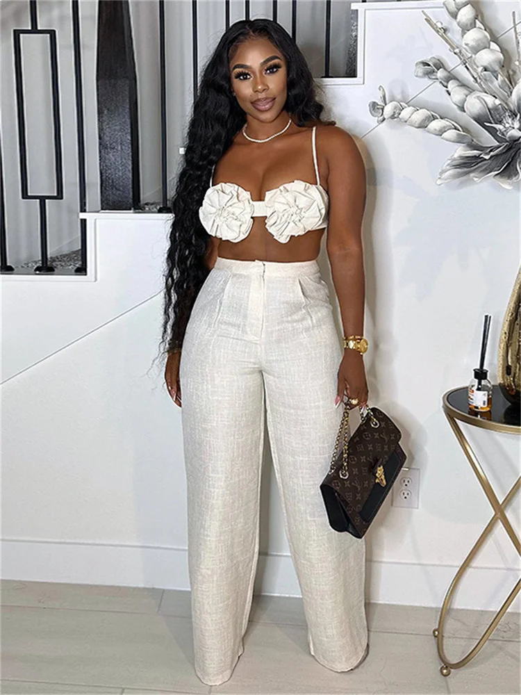 InGrily Sexy 2 Piece Set Women Ruched Flower Bra Tops+Button Waist Straight Pants Fashion Trend Vacation Beach Style Outfits
InGrily Sexy 2 Piece Set Women Ruched Flower Bra Tops+Button Waist Straight Pants Fashion Trend Vacation Beach Style Outfits