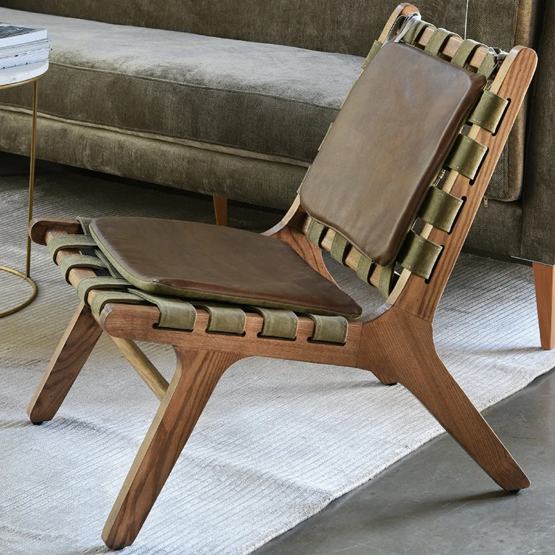 Casual solid wood chair, leather seat cushion, log retro seat, reading chair, chair
Casual solid wood chair, leather seat cushion, log retro seat, reading chair, chair