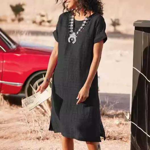 Literary Retro Cotton And Linen Textile Loose Straight Knee-length Dress At Home Pastoral Style Casual Mid-length Skirt
Literary Retro Cotton And Linen Textile Loose Straight Knee-length Dress At Home Pastoral Style Casual Mid-length Skirt