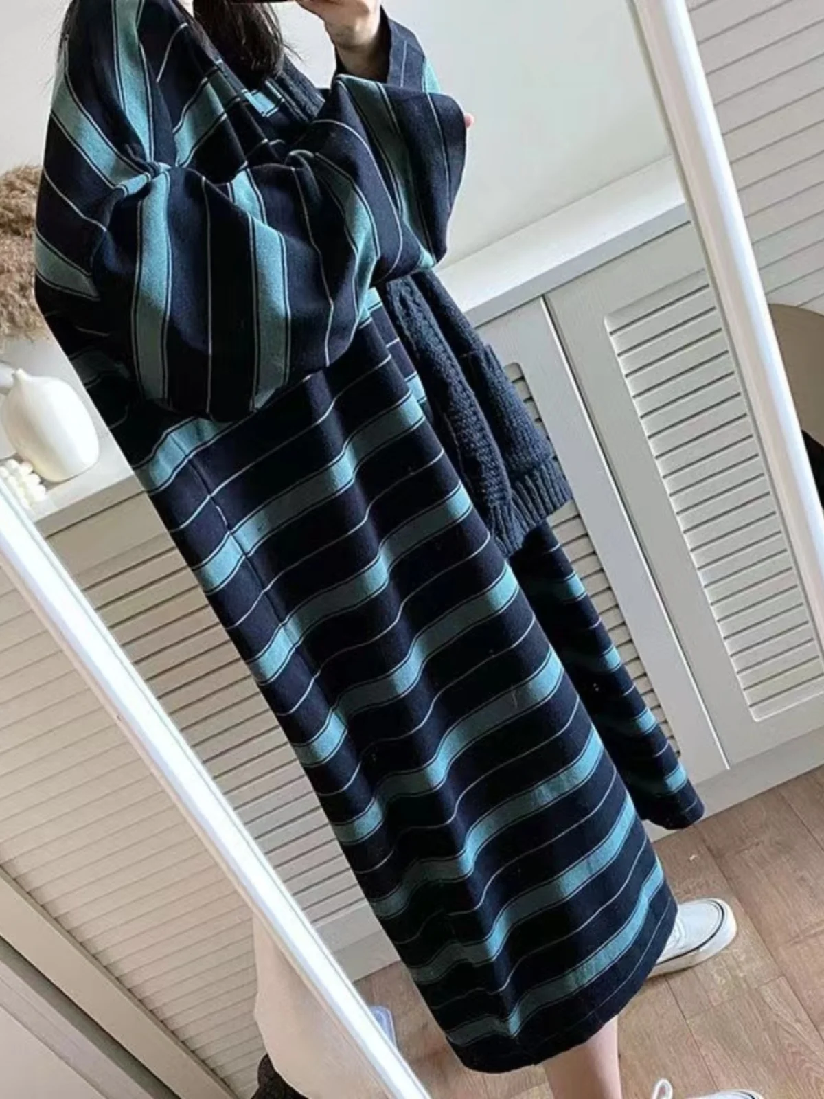 Loose Comfortable plus Size Casual Korean Sle Long Sve round Ne Striped Dr for plus Size Women Autumn Season
Loose Comfortable plus Size Casual Korean Sle Long Sve round Ne Striped Dr for plus Size Women Autumn Season