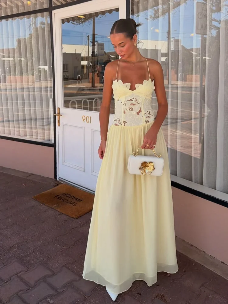 Lace Patchwork Sling Sexy Maxi Dress Women Off-shoulder Hollow Out High-waisted Long Chic Dresses 2026 Lady Vacation Party Gowns
Lace Patchwork Sling Sexy Maxi Dress Women Off-shoulder Hollow Out High-waisted Long Chic Dresses 2026 Lady Vacation Party Gowns