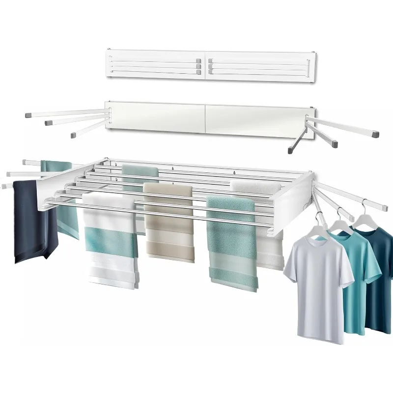 Wall Mounted Clothes Drying Rack with 6 Swivel arms, 35”Wide, 26 Linear ft of Laundry Drying Rack Space, 6 Collapsible Aluminum
Wall Mounted Clothes Drying Rack with 6 Swivel arms, 35”Wide, 26 Linear ft of Laundry Drying Rack Space, 6 Collapsible Aluminum
