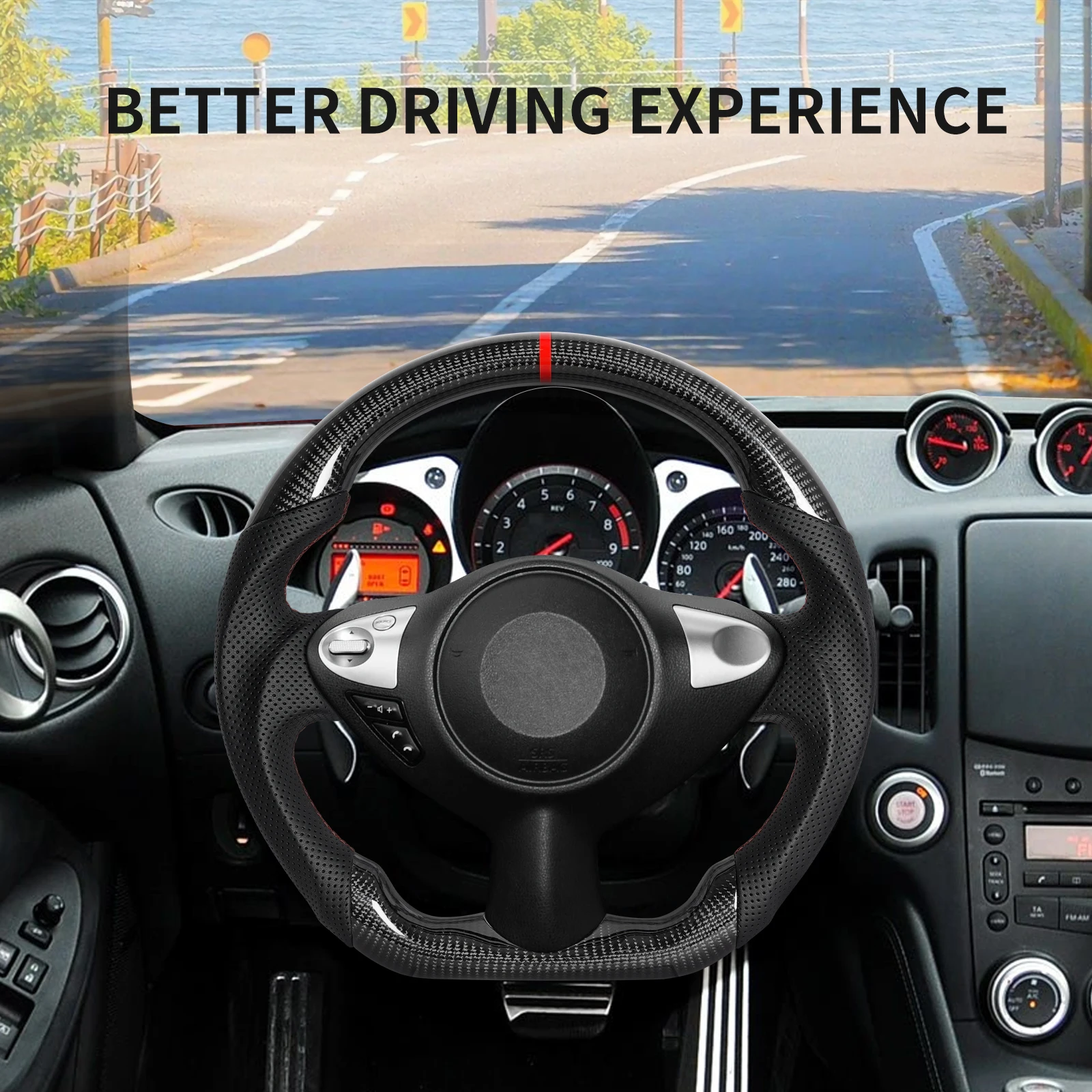 Real Carbon Fiber Steering Wheel Perforated Leather Fit For Nissan 370z 2009-2018 Flat bottom Racing Steering Wheel Car Accessories
Real Carbon Fiber Steering Wheel Perforated Leather Fit For Nissan 370z 2009-2018 Flat bottom Racing Steering Wheel Car Accessories