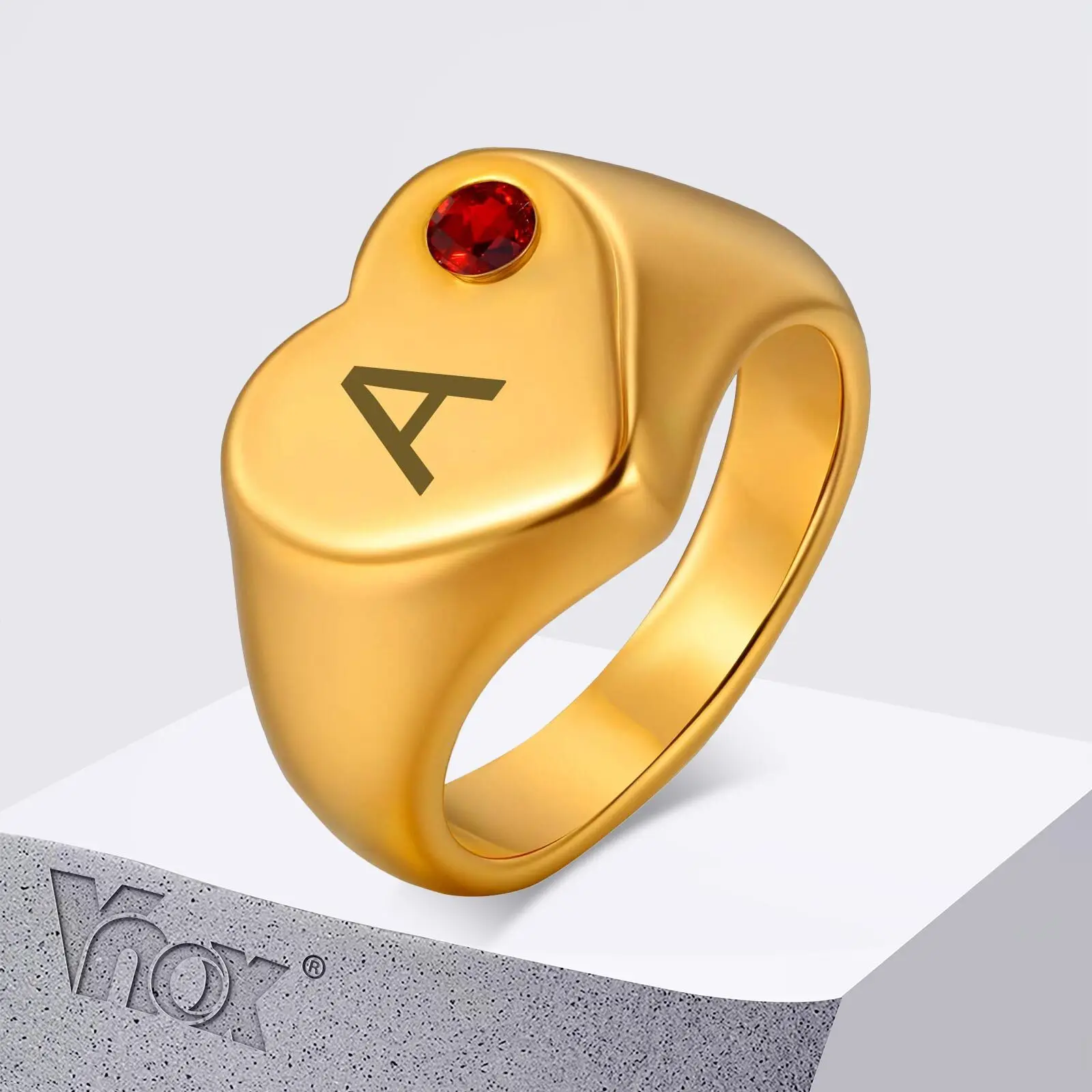 Vnox 26 Letters Smooth Heart Finger Rings Clear Colored Birthstone Inlay Stainless Steel Unisex Jewelry Gifts
Vnox 26 Letters Smooth Heart Finger Rings Clear Colored Birthstone Inlay Stainless Steel Unisex Jewelry Gifts