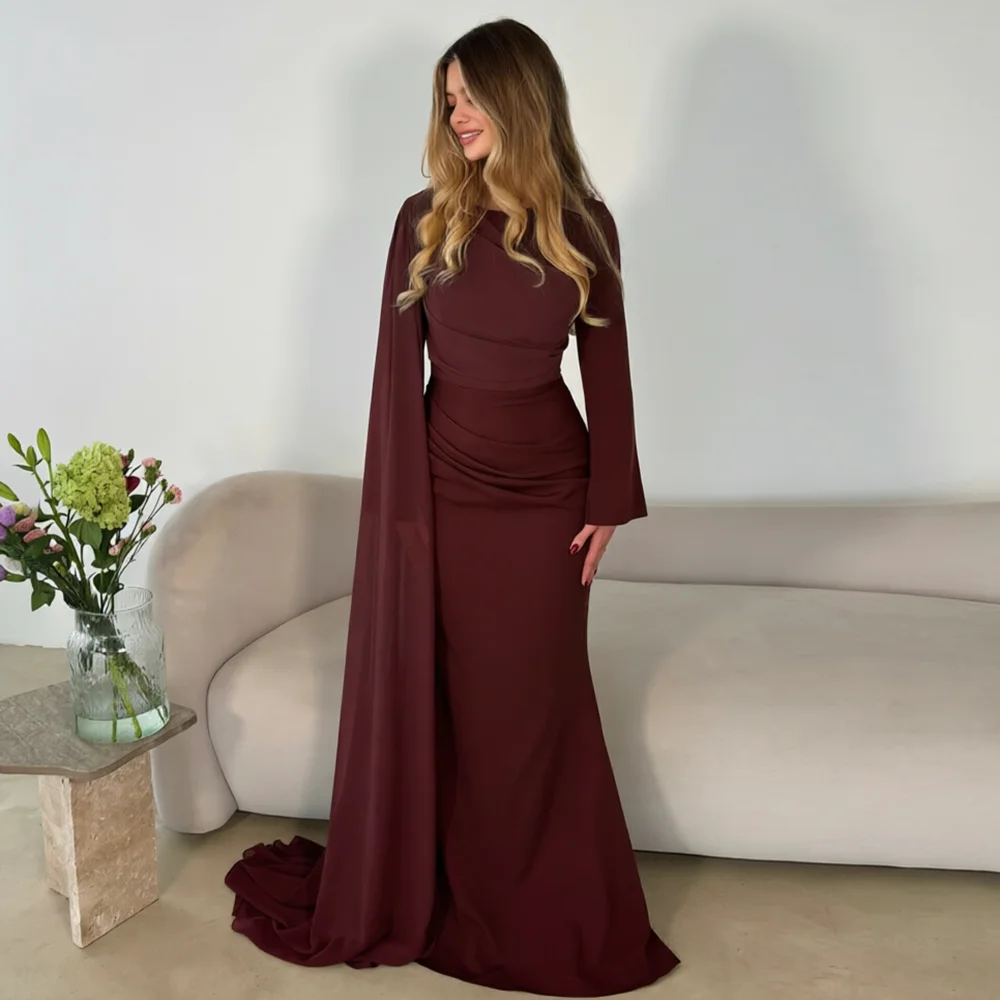 Eightale Arabic Evening Dresses for Wedding Party O-Neck Customized Chiffon Burgundy Mermaid Muslim Long Sleeves Prom Gowns
Eightale Arabic Evening Dresses for Wedding Party O-Neck Customized Chiffon Burgundy Mermaid Muslim Long Sleeves Prom Gowns