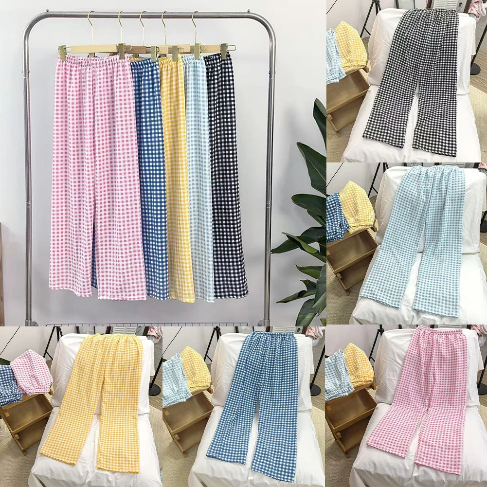 Women Oversize Trousers Female Korean Style High Waist Plaid Print Wide Leg Pants Summer Home Pants Breathable
Women Oversize Trousers Female Korean Style High Waist Plaid Print Wide Leg Pants Summer Home Pants Breathable
