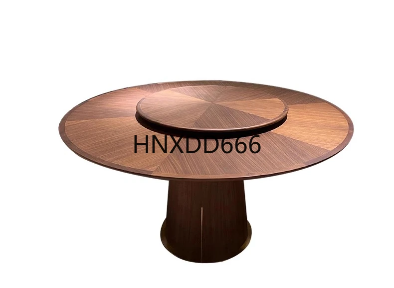 New Chinese round dining table and chair combination black walnut dining table
New Chinese round dining table and chair combination black walnut dining table