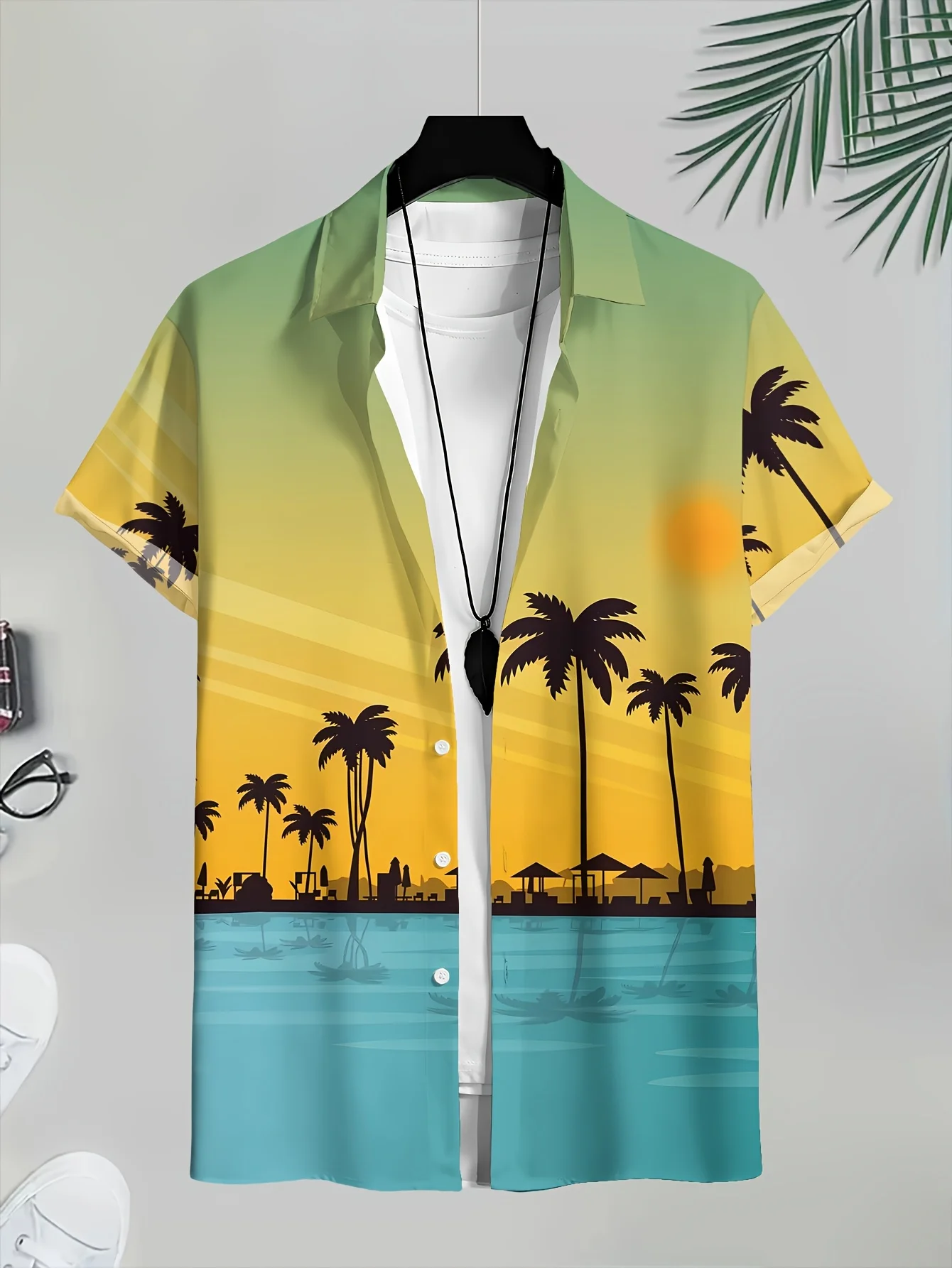 Men's Summer Gradient Sunset Beach Palm Tree Print Hawaiian Shirt Lapel Short Sleeve Button Down Casual Vacation Party Aloha Top
Men's Summer Gradient Sunset Beach Palm Tree Print Hawaiian Shirt Lapel Short Sleeve Button Down Casual Vacation Party Aloha Top