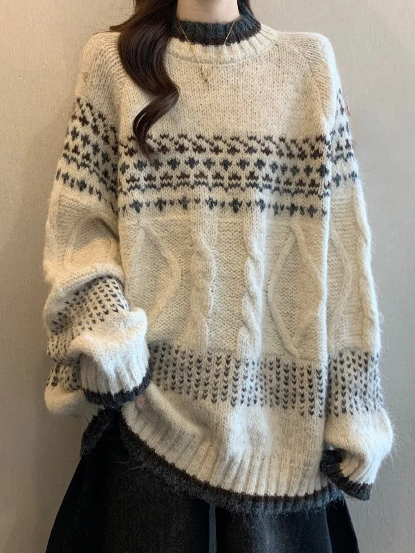 Ladies' Knitted Fair Isle Motif Sweater Mid-Length Shoulder Winter Fashion Casual Style plus Size Comfortable Fit round Neck
Ladies' Knitted Fair Isle Motif Sweater Mid-Length Shoulder Winter Fashion Casual Style plus Size Comfortable Fit round Neck