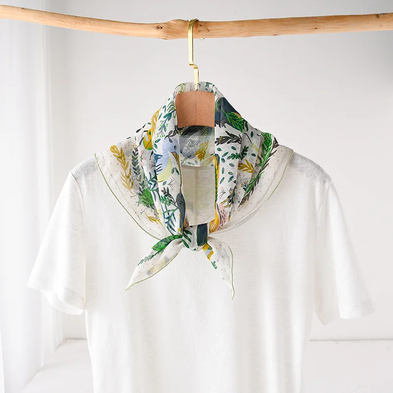 100% Real Silk Neck Scarves Woman Accesories Mori Girl Spring Green Leaves Print Pure Silk Square Scarf Elegant Womens Shawl
100% Real Silk Neck Scarves Woman Accesories Mori Girl Spring Green Leaves Print Pure Silk Square Scarf Elegant Womens Shawl