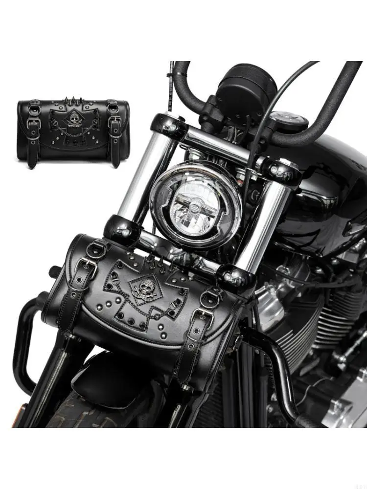 Waterproof Motorcycle Front Bag Punk Rivet Design Compact Storage for Bike Use R6FB