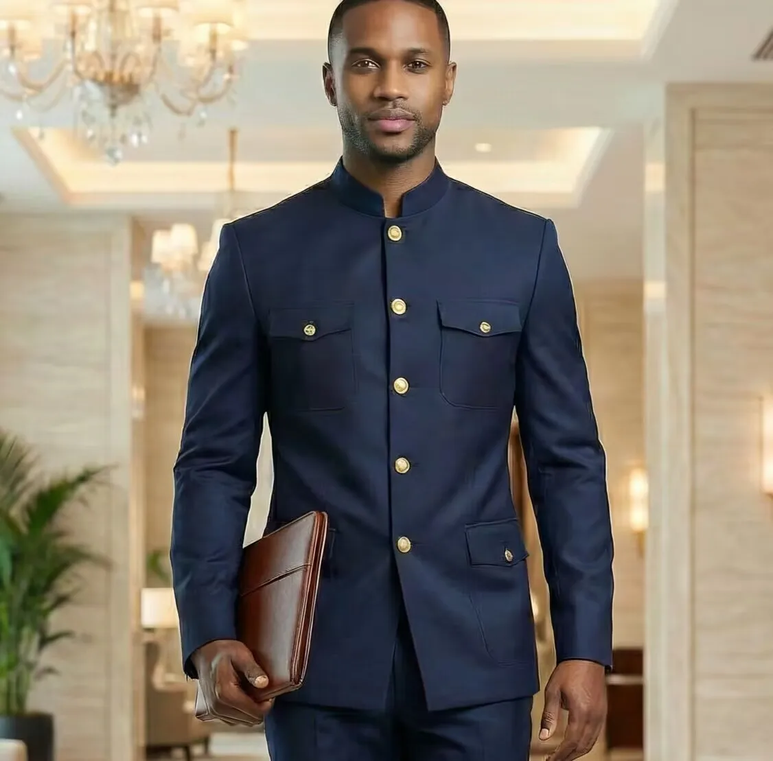 Men's Customizable Four-Pocket Single-Breasted Suit, Stand Collar, Formal Leisure Clothing, Fashionable 2-Piece
Men's Customizable Four-Pocket Single-Breasted Suit, Stand Collar, Formal Leisure Clothing, Fashionable 2-Piece