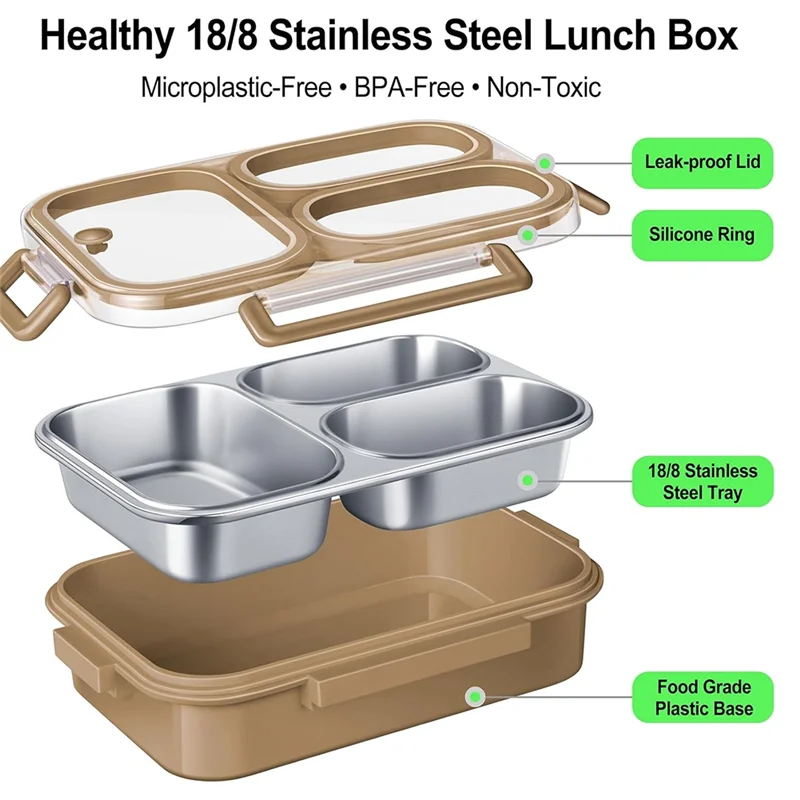 Stainless Steel Lunch Box 3 Compartment Metal Lunch Container Steel Bento Box - Ideal For School, Office & Outdoor-AS97
Stainless Steel Lunch Box 3 Compartment Metal Lunch Container Steel Bento Box - Ideal For School, Office & Outdoor-AS97