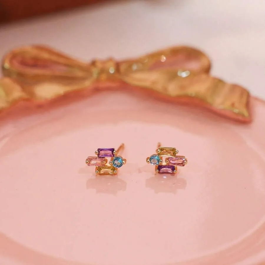 1 Pair Of Simple Daily Style Colorful Patchwork Earrings, Light Luxury Niche Small Square Design Ear Accessories, Women's Multi
1 Pair Of Simple Daily Style Colorful Patchwork Earrings, Light Luxury Niche Small Square Design Ear Accessories, Women's Multi