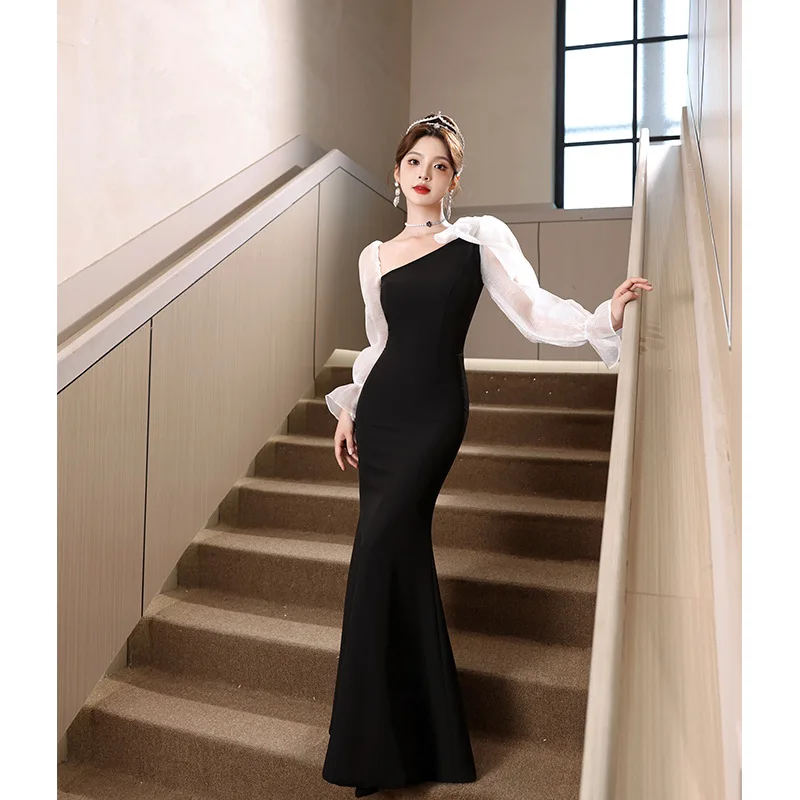Elegant Black Long Evening Gown with Fish Tail Design Women's Hostess Formal Dress Luxury Sensation Party Wear Synthesis Fiber
Elegant Black Long Evening Gown with Fish Tail Design Women's Hostess Formal Dress Luxury Sensation Party Wear Synthesis Fiber