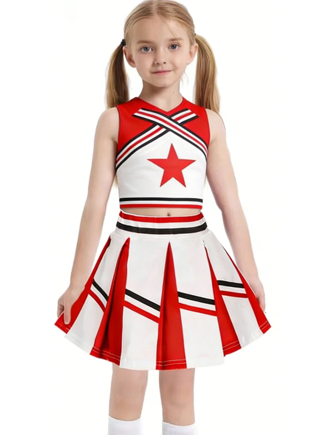 Girls V-Neck Cheerleading Performance Costume Set Children's Fashionable Dancewear for Little Performers
Girls V-Neck Cheerleading Performance Costume Set Children's Fashionable Dancewear for Little Performers