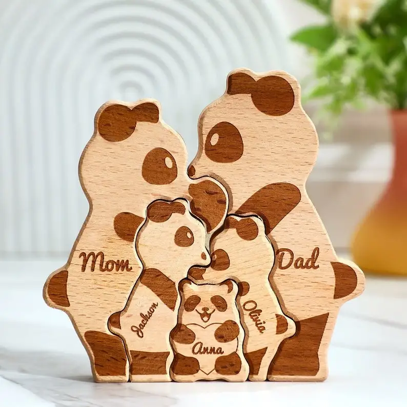 Wooden Panda Family, wooden panda puzzle, animal family, custom name wooden panda family square puzzle home decoration gift
Wooden Panda Family, wooden panda puzzle, animal family, custom name wooden panda family square puzzle home decoration gift