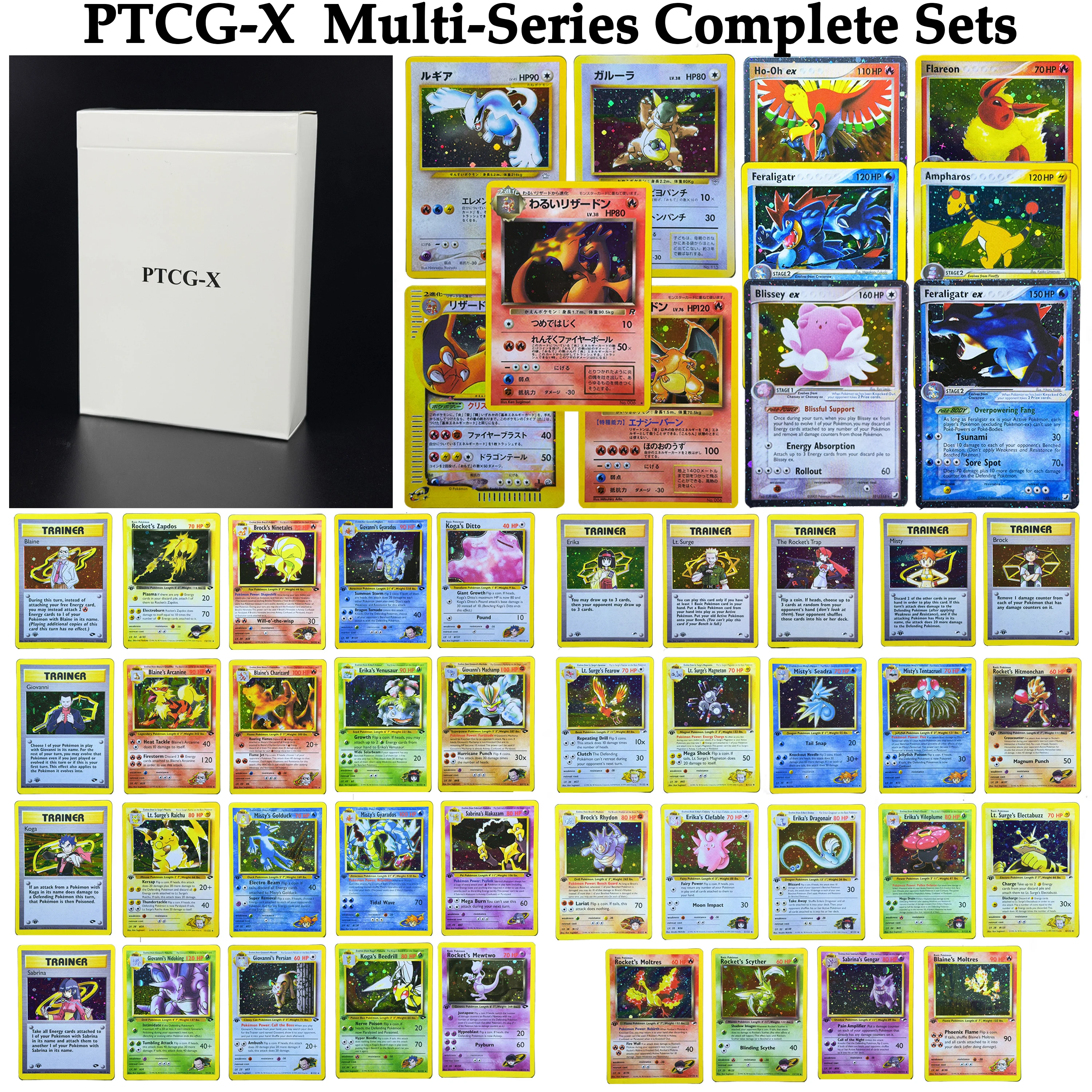 PTCG Full Box-55PCS EX Unseen Forces/Gym Heroes/Gym Challenge Proxy Vintage Collectible Cards Mewtwo Blaine Venusaur Gengar
PTCG Full Box-55PCS EX Unseen Forces/Gym Heroes/Gym Challenge Proxy Vintage Collectible Cards Mewtwo Blaine Venusaur Gengar
