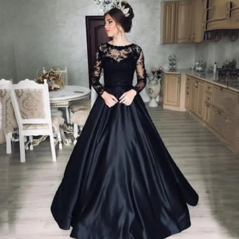 Angelsbridep Charming Black Lace Long Sleeves Appliques O-Neck Evening Formal Occasion Dresses For Women Prom Party Gowns
Angelsbridep Charming Black Lace Long Sleeves Appliques O-Neck Evening Formal Occasion Dresses For Women Prom Party Gowns
