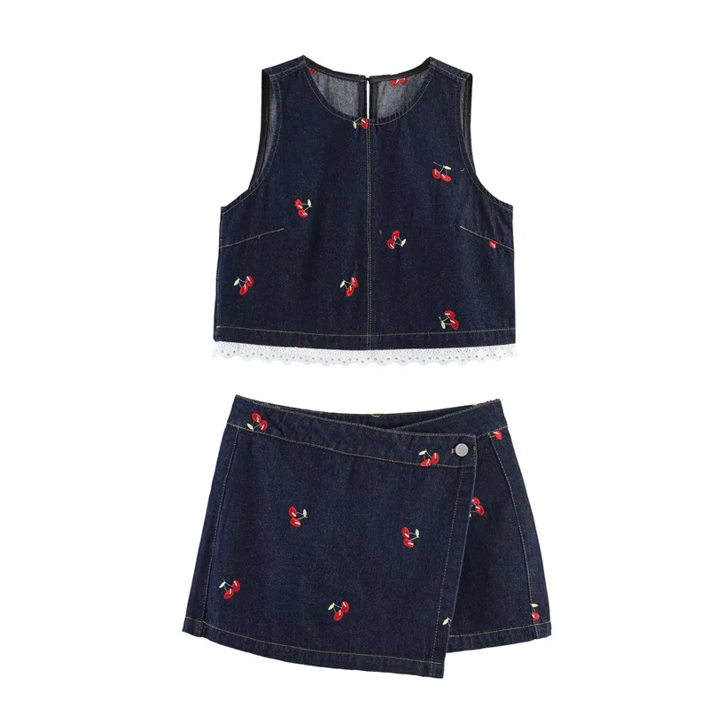 Withered Embroidered Washed Denim Short Vest Denim Short Pants Skirt Set Skirt Woman Clothing Faldas Skirts
Withered Embroidered Washed Denim Short Vest Denim Short Pants Skirt Set Skirt Woman Clothing Faldas Skirts