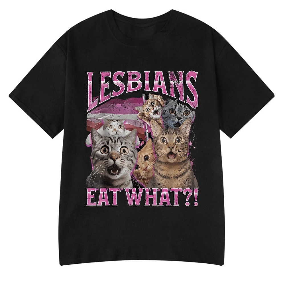 Футболка с юмором Lesbians Eat What Funny Cat Meme, мужская и женская модная футболка, летние хлопковые повседневные футболки большого размера с короткими рукавами
Футболка с юмором Lesbians Eat What Funny Cat Meme, мужская и женская модная футболка, летние хлопковые повседневные футболки большого размера с короткими рукавами