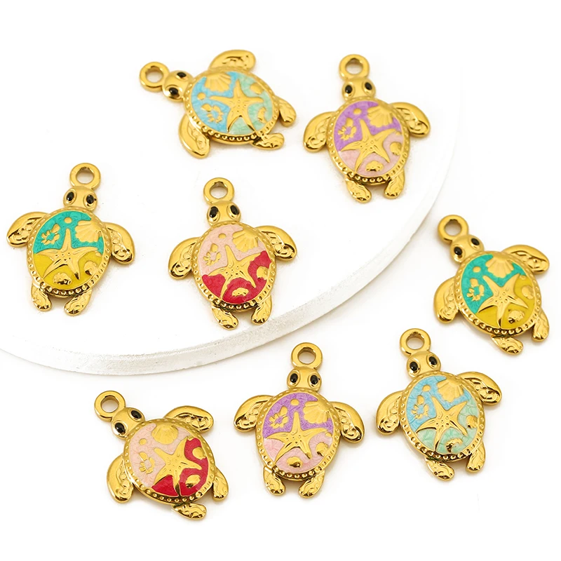 5pcs/lot Stainless Steel Colorful Enamel Turtle Charm Pentdants for DIY Earring Necklace Bracelet Jewelry Making Accessories
5pcs/lot Stainless Steel Colorful Enamel Turtle Charm Pentdants for DIY Earring Necklace Bracelet Jewelry Making Accessories